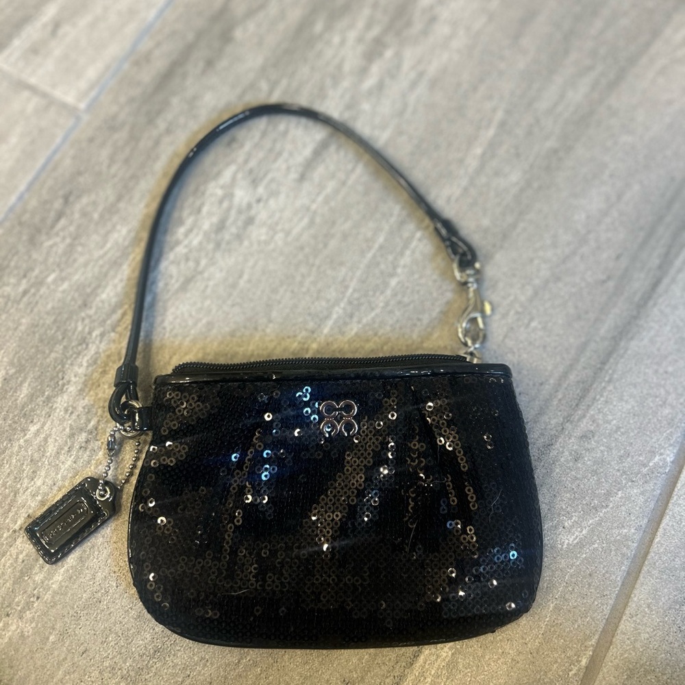 Coach Black Sequin Clutch Wristlet